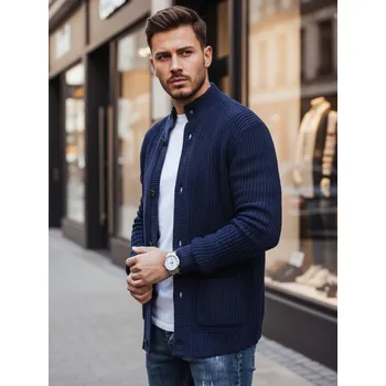 Pánské oblečení Dstreet Pánský svetr kardigan WX2345 Barva: Tmavě Modrá, Velikost: 2XL