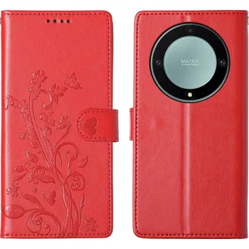 Pouzdro na mobilní telefon Flowers knížkové pouzdro na Honor Magic 8 Lite 5G - červené