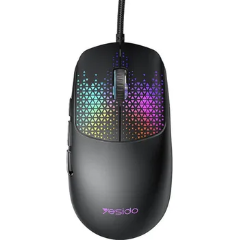 Myš Yesido - Drátová herní myš (KB32) - USB, Plug&Play, ultralehký design, RGB osvětlení, 7200DPI - černá