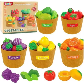 Dětská kuchyňka Edukační Sada Třídění Zeleniny A Ovoce Ke Krájení Vícebarevná