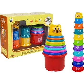 Hračka pro nejmenší Pyramida Kelímky pro Miminko s Kočičkou Vzory