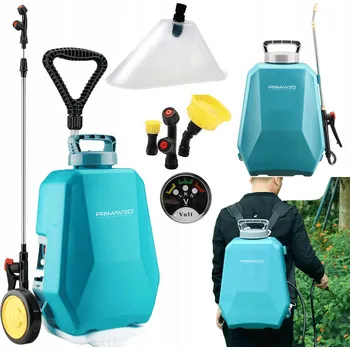 Postřikovač Primaveo Aku zahradní postřikovač 2v1 batoh, kolečka 20l napájení 5,5 Ba