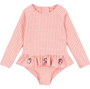 Dámské plavky Jednodílné dětské plavky Konges Sløjd ETTA LS SWIMSUIT KS104786.PPY2 růžová 42X, vel. 104