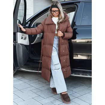 Dámský kabát Prošívaný kabát dámský CLOUTIQUE TY4370 Barva: Hnědá, Velikost: XL