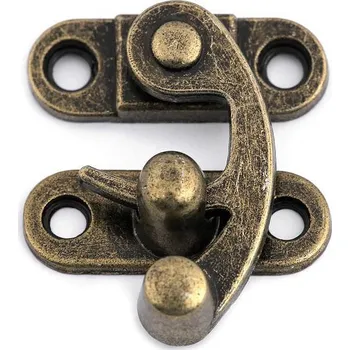 Kovové zapínání na dřevěné krabičky, střední, 2 staromosaz