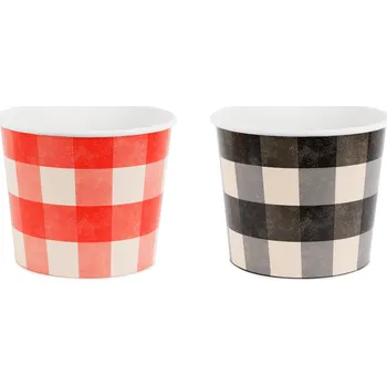 Jednorázové nádobí Papírové kelímky na snack kostkovaný vzor 2 ks
