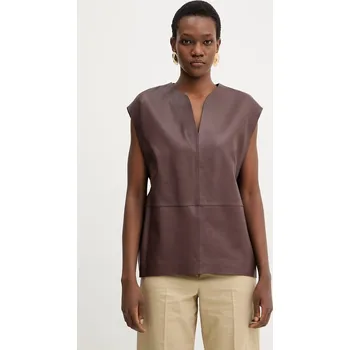 Dámská halenka Kožená halenka BOSS Suna 50556245 hnědá 89X, vel. 38