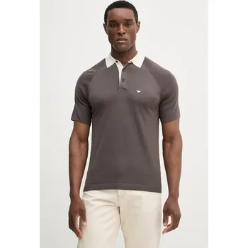 Pánské oblečení Polo tričko s příměsí hedvábí Emporio Armani EM004622.AF25247 hnědá 98X, vel. XL
