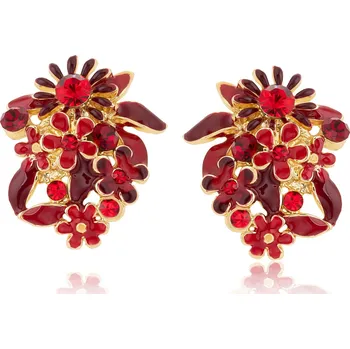 Náušnice Náušnice s červenými květy z kolekce Blossom Colibra - pozlacené
