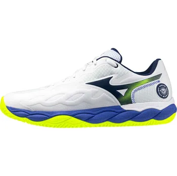 Pánská tenisová obuv Pánská tenisová obuv Mizuno Wave Enforce Court Clay White/Dazzling Blue/Lightning EUR 41