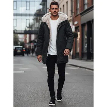 Pánský zimní kabát Dstreet Pánská zimní bunda parka s kapucí TX4966z Barva: Zelená, Velikost: M