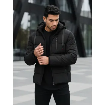 Pánské oblečení Dstreet Pánská bunda zimní prošívaná s kapucí TX5117 Barva: Černá, Velikost: S
