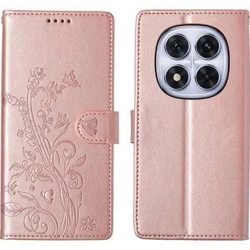 Pouzdro na mobilní telefon Flower knížkové pouzdro na Xiaomi Redmi Note 15 Pro 4G - růžovozlaté