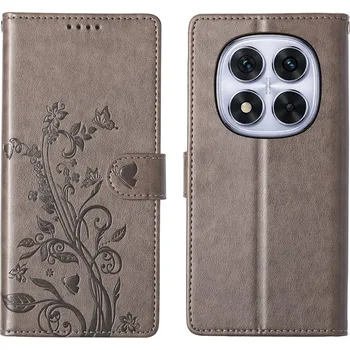 Pouzdro na mobilní telefon Flower knížkové pouzdro na Xiaomi Redmi Note 15 Pro 4G - šedé