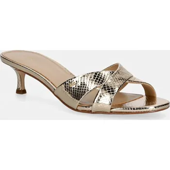 Dámské pantofle Kožené pantofle MICHAEL Michael Kors Cassidy Kitten Sandal 40S6CSMS1M.740 zlatá 10Y, EUR 40