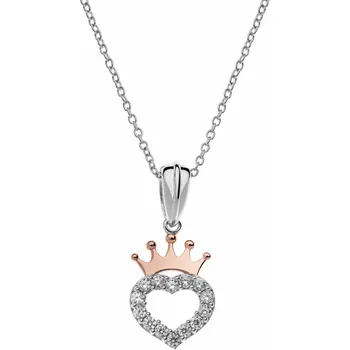 Náhrdelník Disney dětský náhrdelník srdce s korunkou stříbrný CS00003TZWL-P.CS