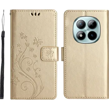 Pouzdro na mobilní telefon Flowers knížkové pouzdro na Xiaomi Redmi Note 15 Pro 4G - zlaté