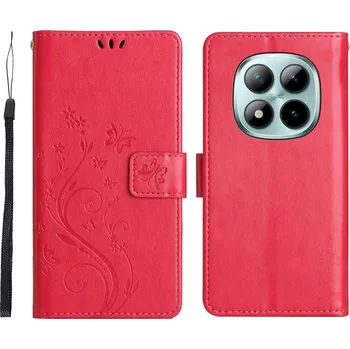 Pouzdro na mobilní telefon Flowers knížkové pouzdro na Xiaomi Redmi Note 15 Pro 4G - červené