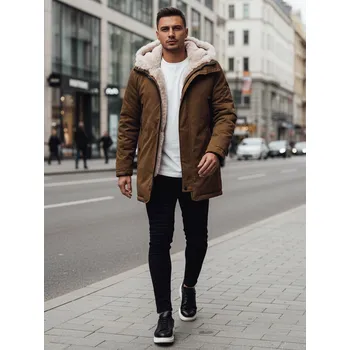 Pánský zimní kabát Dstreet Pánská zimní bunda parka s kapucí TX4964z Barva: Béžová, Velikost: 3XL