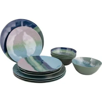 Kempingové nádobí Sada melaminového nádobí Bo-camp HALO 12 ks Barva: barevný