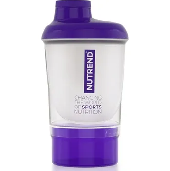 Láhev Sportovní shaker Nutrend mini 300ml + zásobník - fialový