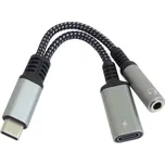 Adaptér USB-C - USB-C + JACK 3,5mm s DAC M/F 10cm