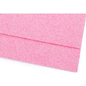 Pěnová guma Moosgummi s glitry 20x30 cm, střední, 22 pudrová