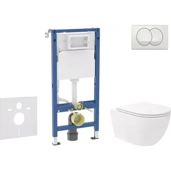 WC sada Geberit Duofix - Set předstěnové instalace, klozetu Oudee Vortex a sedátka softclose, tlačítko Delta, bílá SANI11CA3191B