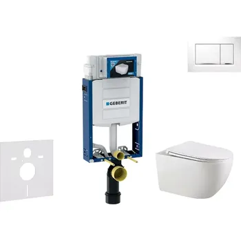 WC sada Geberit Kombifix - Set předstěnové instalace, klozetu Gaia a sedátka softclose, tlačítko Sigma20, bílá/chrom SANI15CA3118