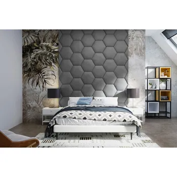 Čalouněný nástěnný panel Hexagon 30 x 26 x 3 cm tmavě šedá