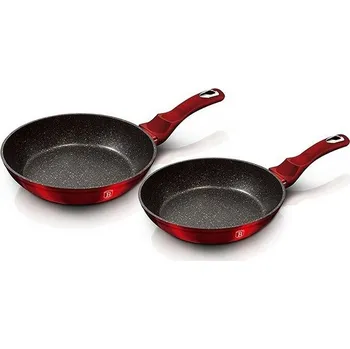 Nádobí BERLINGERHAUS Sada pánví s mramorovým povrchem 2 ks Burgundy Metallic Line BH-1612