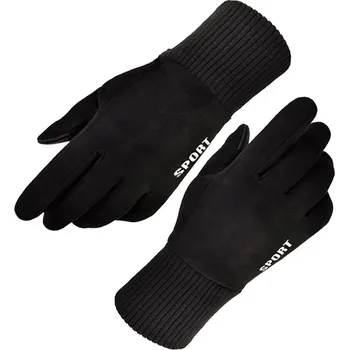 Rukavice Techsuit - dotykové rukavice Suede (ST0009) - PU kůže, plyšový vnitřek - černé