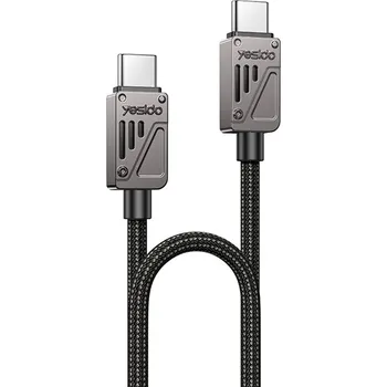 Datový kabel Yesido - Datový kabel (CA196) - Type-C na Type-C, rychlé nabíjení, 480Mb/s, PD60W, kompatibilní s CarPlay, slitina zinku, 1,2 m - černý