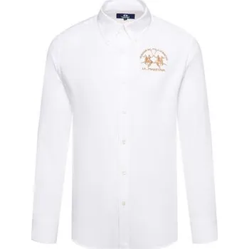 Pánská móda La Martina Košile Poplin CCMC01 PP003 Bílá Regular Fit XXL
