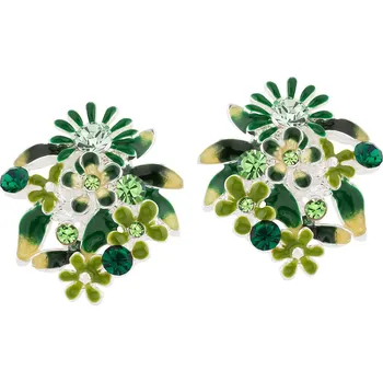 Náušnice Náušnice se zelenými květy z kolekce Blossom Colibra - postříbřené
