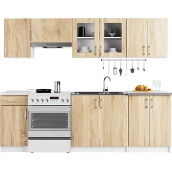 Kuchyňská linka MOB Kuchyňská sestava 240 cm Akord Lula TYP2 B (bílá + dub sonoma)