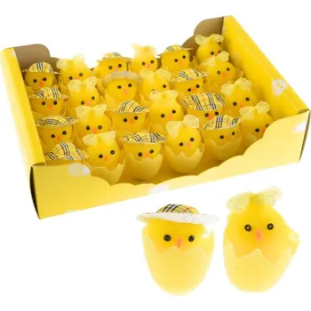 Velikonoční dekorace Kuřátko 4,5cm ve skořápce žluté, holčička/chlapeček