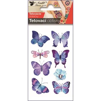 Tetovací barva Tetovací obtisky - motýli modří - 10,5 x 6 cm - 16060