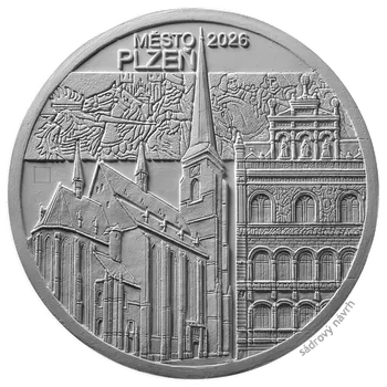 Zlatá mince 5000 Kč Městská památková rezervace Plzeň 2026 standard