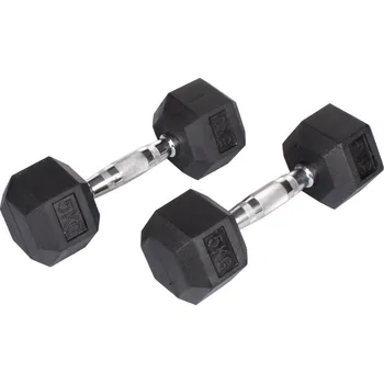 Merco Hex Rubber Dumbbell činka 1 pár Hmotnost: 2,5 kg