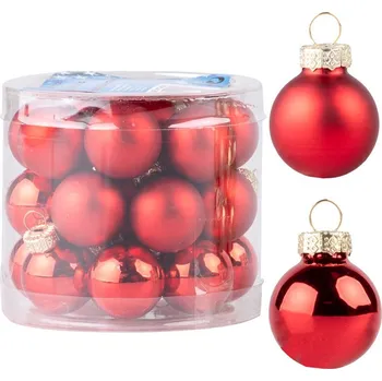 Vánoční ozdoba Koule sklo 24ks 25mm na stromečeklesk/mat, červená