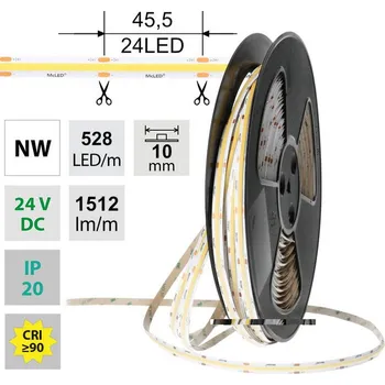 LED páska LED pásek COB NW 528LED/m 14W/m DC 24V 1512lm/m CRI90 IP20 modul 45,5mm 10mm 50m