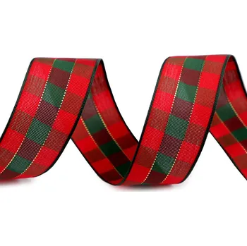 Stuha Károvaná stuha šíře 25 mm, velké, 6 červená zelená