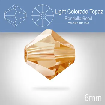 Dětské zboží PRECIOSA Bicone MC BEAD (sluníčko) velikost 6mm. Barva Light Colorado Topaz. Balení 18ks .
