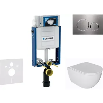 WC sada Geberit Kombifix - Set předstěnové instalace, klozetu Oudee a sedátka softclose, tlačítko Sigma20, nerez SANI15CA6101