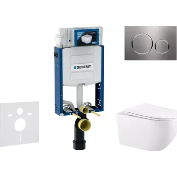 WC sada Geberit Kombifix - Set předstěnové instalace, klozetu Gaia a sedátka softclose, tlačítko Sigma20, nerez SANI15CA6102