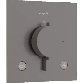 Vodovodní baterie Hansgrohe Ecostat Comfort E - Termostatická baterie pod omítku, pro 2 spotřebiče, kartáčovaný černý chrom 33716340