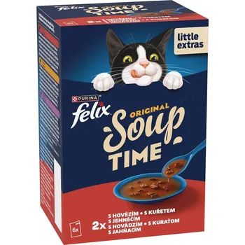 Felix Soup polévky pro kočky hovězí, kuře, jehněčí 6×48 g