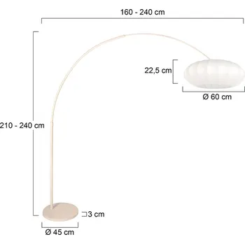 Lampička Steinhauer Stojací lampa Sparkled Light krémová/bílá, 240 cm, hedvábí - Délka kabelu 320 cm; podstavec – Ø 45 cm, výška 3 cm; stínidlo na lampu – Ø 60 cm, výška 22,5 cm krémová, bílá 1 x 40 W - Doprava zdarma