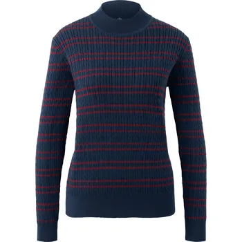 Dámský svetr 651072 - Tchibo - Svetr z jemného úpletu s copánkovým vzorem - pro ženy - vel. S 36/38 - barva: modrá/s proužky